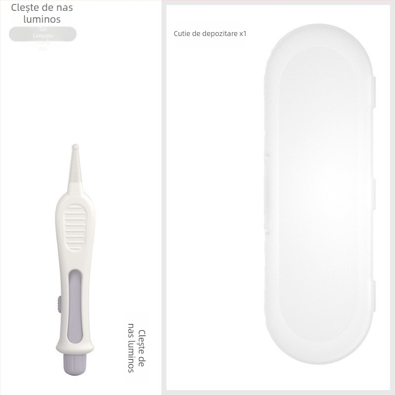 Unealtă de curățare a urechilor din silicon cu lumină, vârf moale, pentru sugari și copii, pensetă sigură cu ajutor vizual