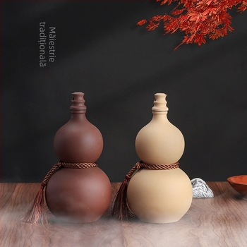 Sticlă ceramică de vin din lut mov, formă de dovleac, recipient sigilat în stil retro pentru depozitare casnică, sticlă goală, capacitate 0,5 kg