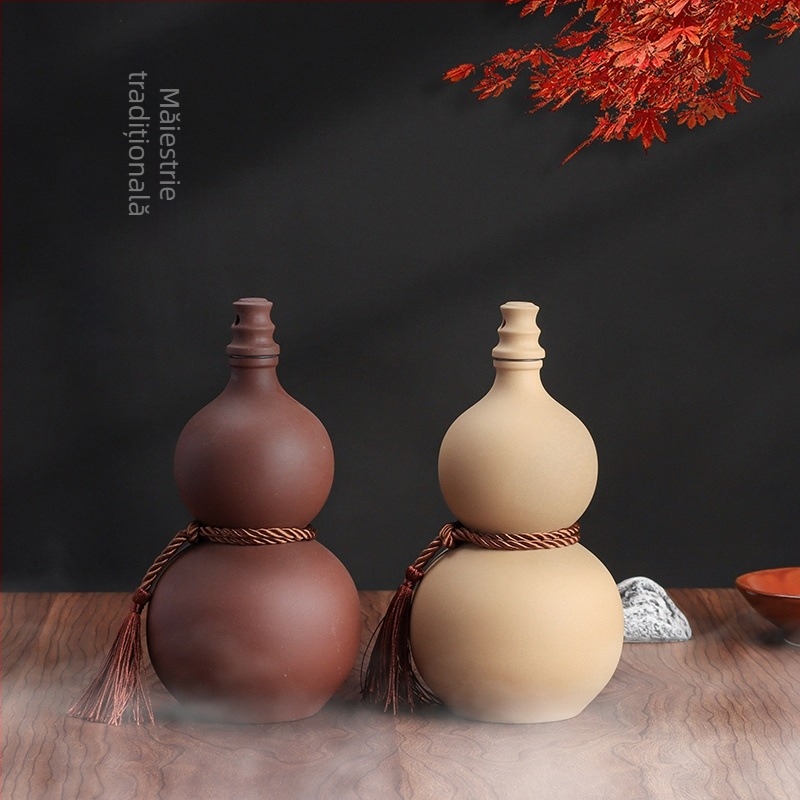 Sticlă ceramică de vin din lut mov, formă de dovleac, recipient sigilat în stil retro pentru depozitare casnică, sticlă goală, capacitate 0,5 kg