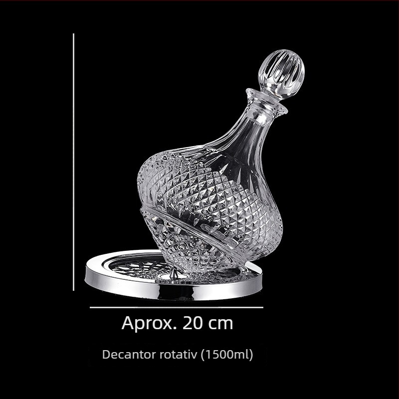 Decantor de vin din cristal, cu capac, stil diamant, capacitate 1000 ml