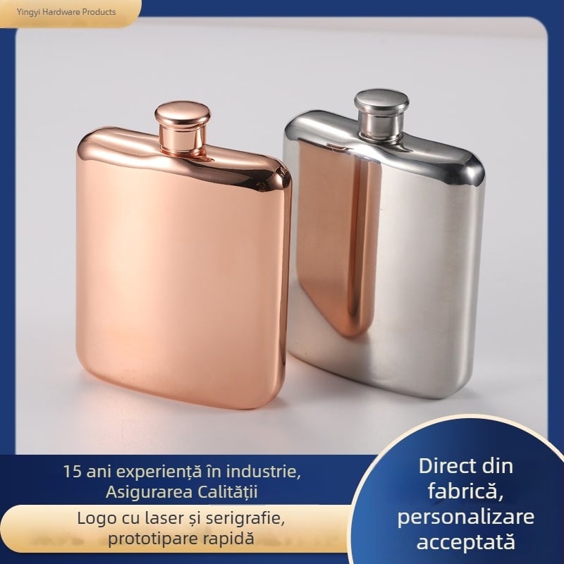 Flacon din oțel inoxidabil pătrat, portabil pentru vin, stil european-american