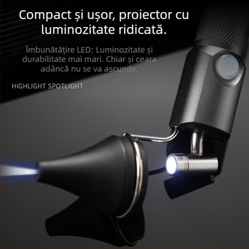 Lampă portabilă pentru curățarea urechilor, încărcare USB fără fir și fascicul puternic