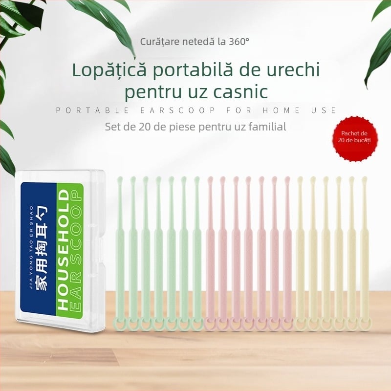 Lingură portabilă pentru urechi cu capete duble spiralate pentru îndepărtarea cerumenului