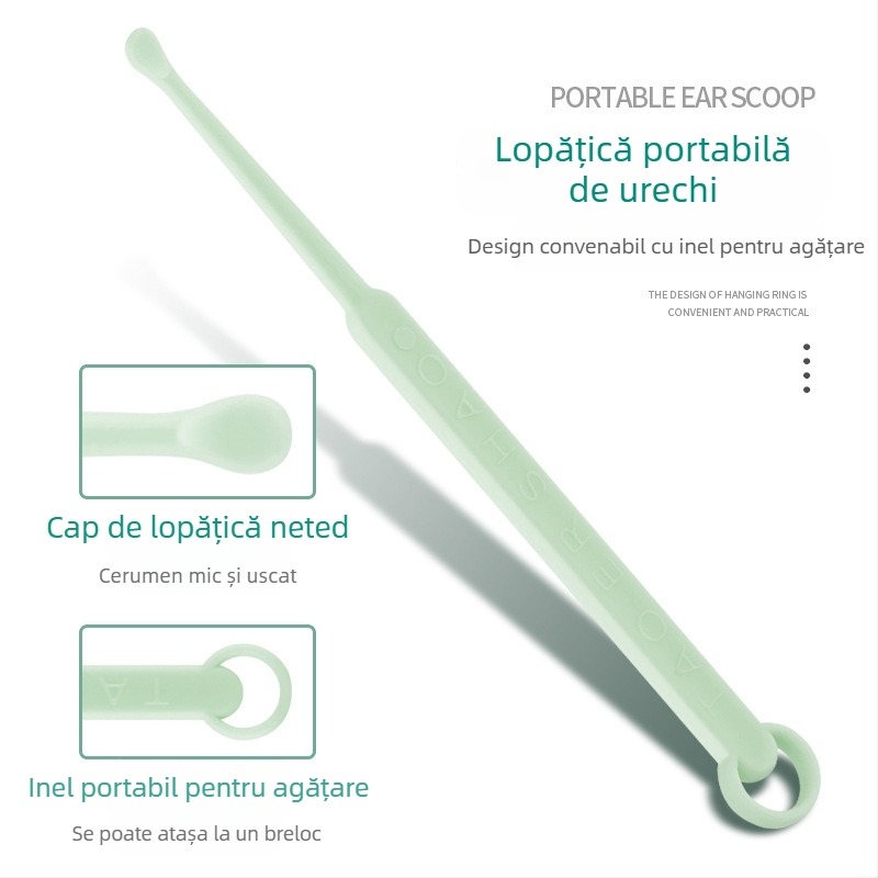 Lingură portabilă pentru urechi cu capete duble spiralate pentru îndepărtarea cerumenului