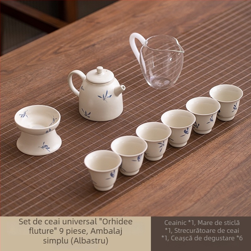 Set de ceai din porțelan Gongfu, ceainic și cești, design minimalist modern, cutie cadou premium