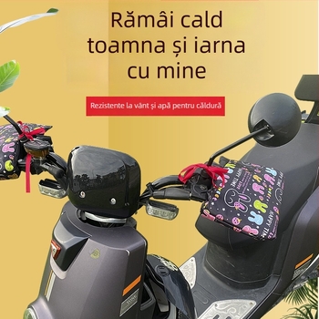 Mănuși de ghidon pentru motocicletă, iarnă, cu căptușeală fleece, rezistente la vânt și apă