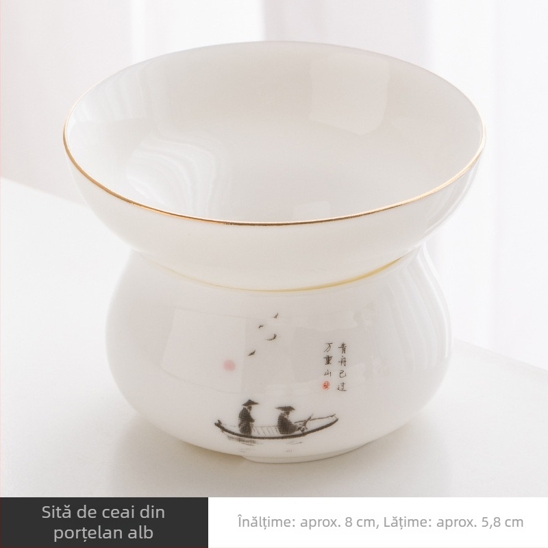 Filtru de ceai din porțelan alb, filtru ceramic pentru uz casnic, set de ceai Kung Fu
