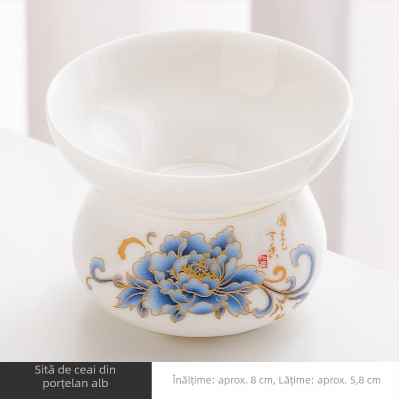 Filtru de ceai din porțelan alb, filtru ceramic pentru uz casnic, set de ceai Kung Fu