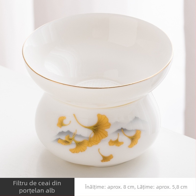 Filtru de ceai din porțelan alb, filtru ceramic pentru uz casnic, set de ceai Kung Fu