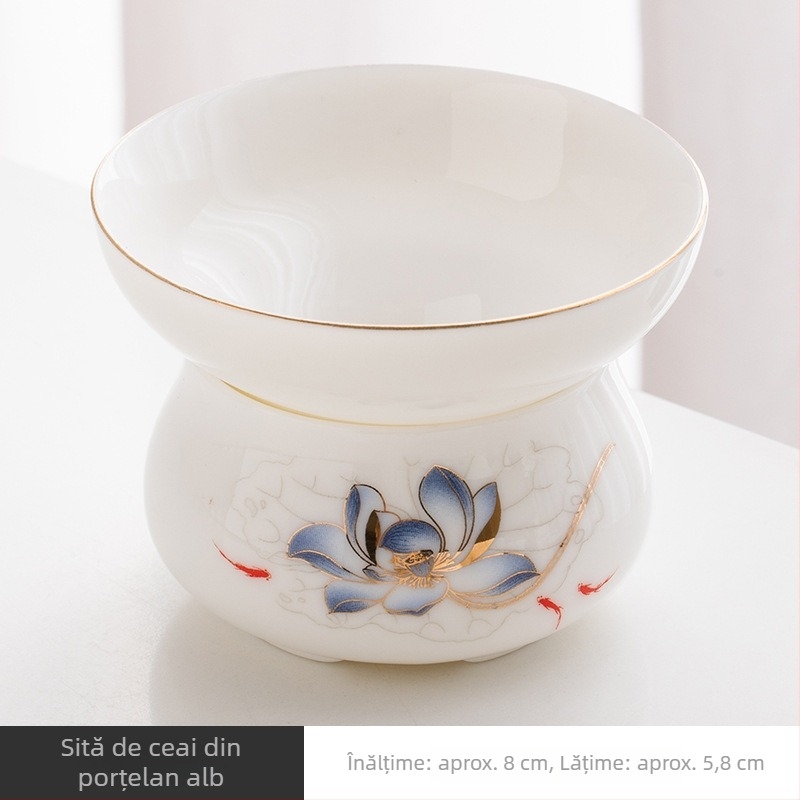 Filtru de ceai din porțelan alb, filtru ceramic pentru uz casnic, set de ceai Kung Fu