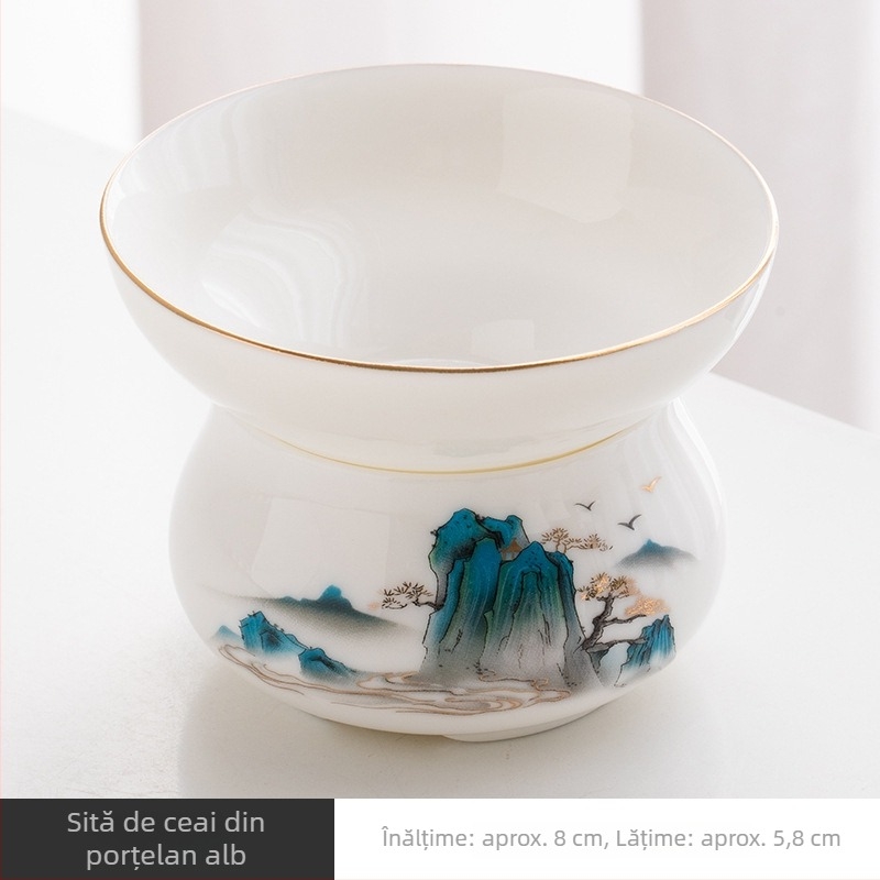 Filtru de ceai din porțelan alb, filtru ceramic pentru uz casnic, set de ceai Kung Fu