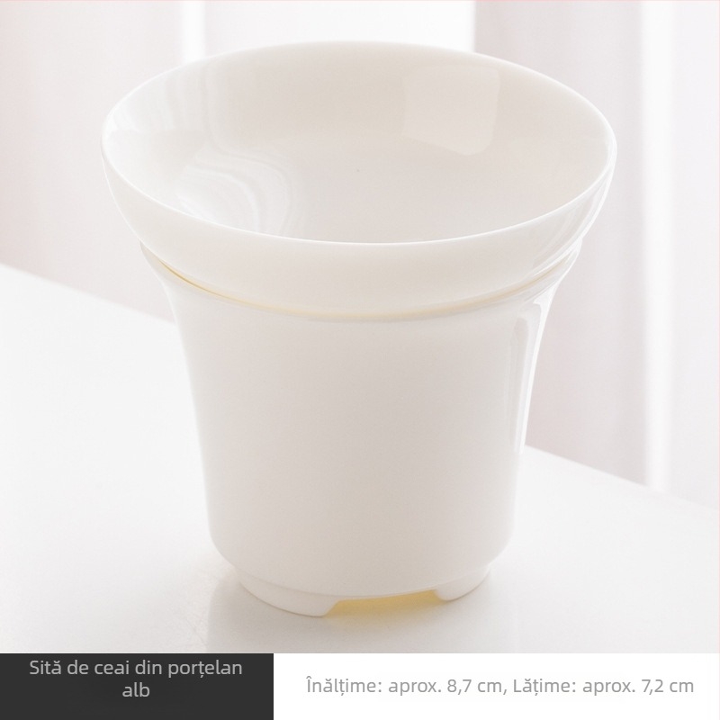 Filtru de ceai din porțelan alb, filtru ceramic pentru uz casnic, set de ceai Kung Fu