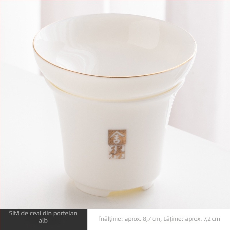 Filtru de ceai din porțelan alb, filtru ceramic pentru uz casnic, set de ceai Kung Fu