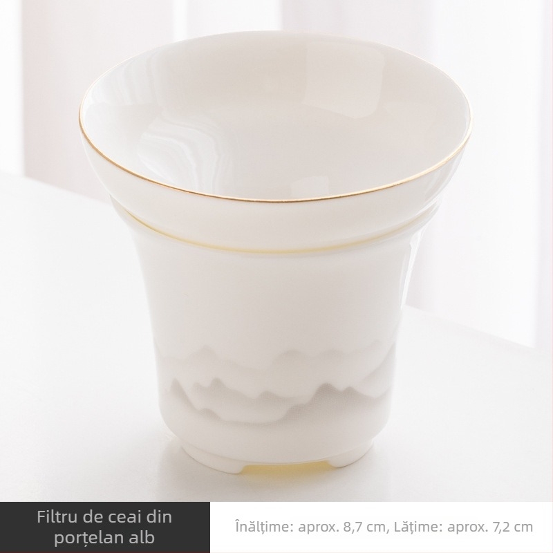 Filtru de ceai din porțelan alb, filtru ceramic pentru uz casnic, set de ceai Kung Fu