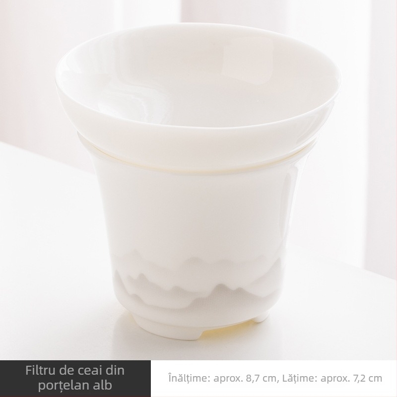 Filtru de ceai din porțelan alb, filtru ceramic pentru uz casnic, set de ceai Kung Fu