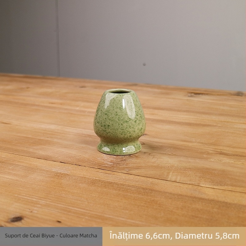 Set japonez de matcha: bol ceramic pentru matcha cu gură, suport pentru tel/whisk, lingură de ceai, tel de 100 din bambus pentru matcha, instrumente de pregătire a ceaiului din Dinastia Song