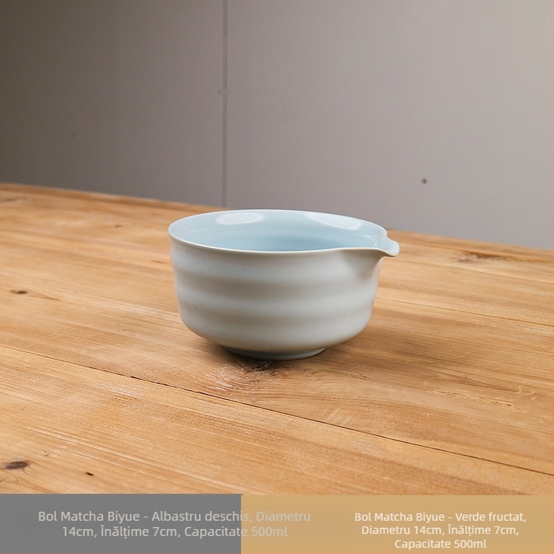 Set japonez de matcha: bol ceramic pentru matcha cu gură, suport pentru tel/whisk, lingură de ceai, tel de 100 din bambus pentru matcha, instrumente de pregătire a ceaiului din Dinastia Song