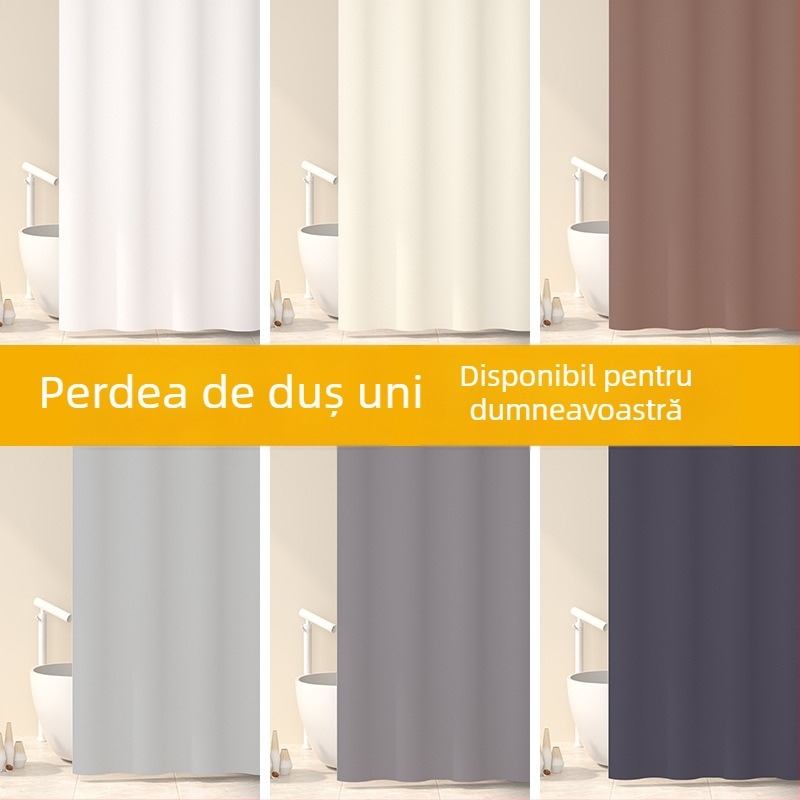 Cortină de duș din poliester, culoare solidă, impermeabilă și rezistentă la mucegai, pentru baie