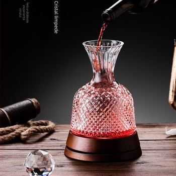 Decantator de vin din sticlă, rotativ, cu capac, design retro premium, 1000 ml