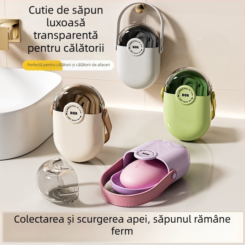 Cutie premium pentru săpun de călătorie, cu capac etanș, portabilă, cu orificii de drenaj – cutiuță mini de depozitare săpun