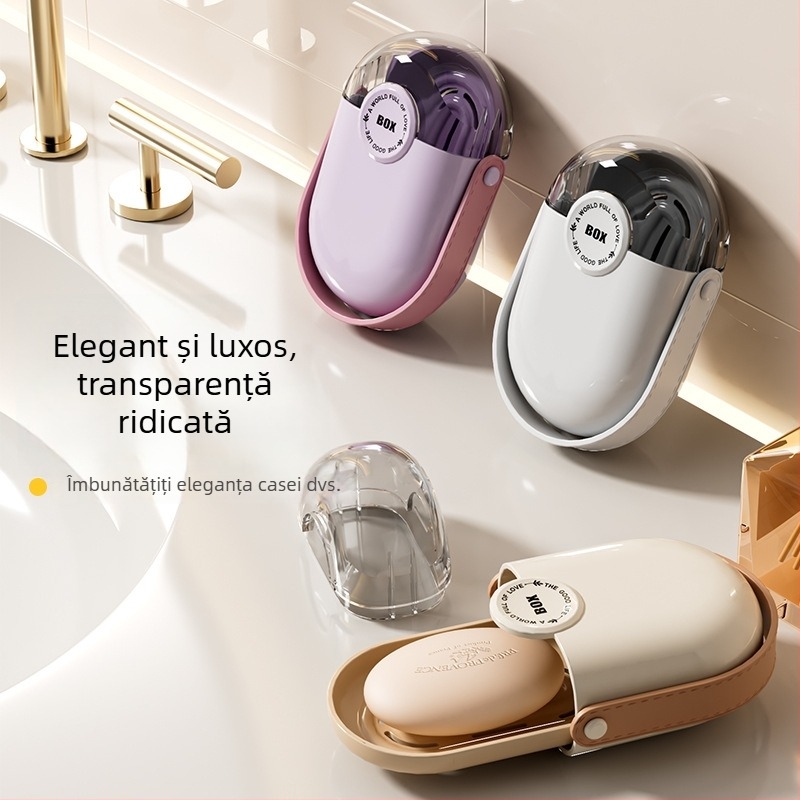 Cutie premium pentru săpun de călătorie, cu capac etanș, portabilă, cu orificii de drenaj – cutiuță mini de depozitare săpun
