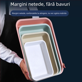 Tavă din plastic dreptunghiulară pentru cești de ceai și ceainic – tavă de depozitare adâncă și farfurie pentru fructe