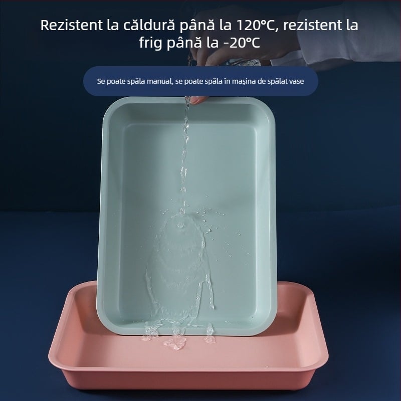 Tavă din plastic dreptunghiulară pentru cești de ceai și ceainic – tavă de depozitare adâncă și farfurie pentru fructe