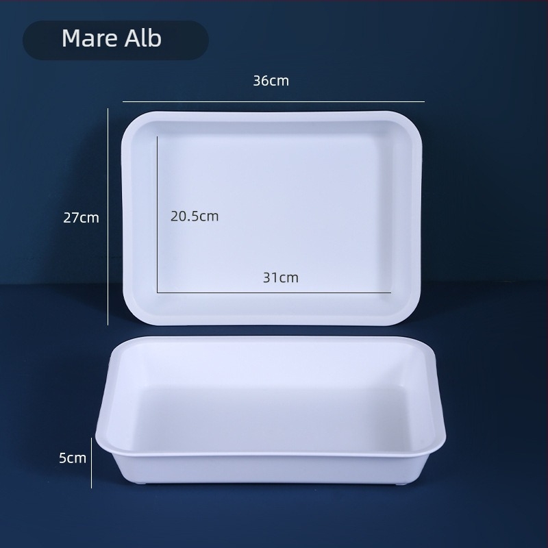 Tavă din plastic dreptunghiulară pentru cești de ceai și ceainic – tavă de depozitare adâncă și farfurie pentru fructe