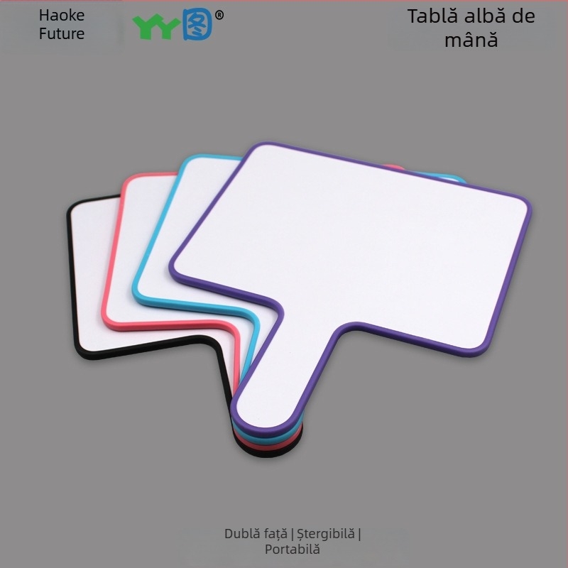 Tablă albă dublă, de mână, pentru clasă, suprafață ștergătoare, dimensiuni 15×20 cm