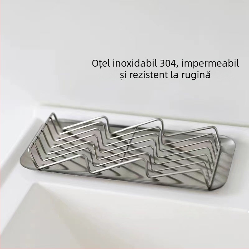 Suport pentru săpun din oțel inoxidabil cu drenaj, design decupat