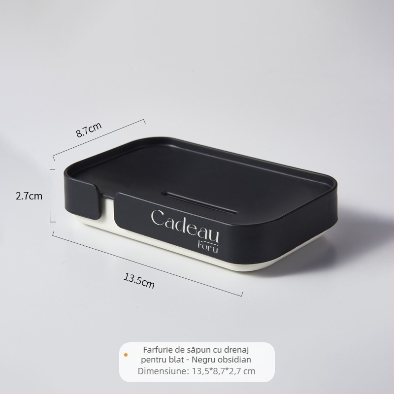 Cutie săpun cu tavă de drenaj, raft de depozitare în stil INST, lux ușor, cutie cu capac pentru parfum, montaj fără șuruburi
