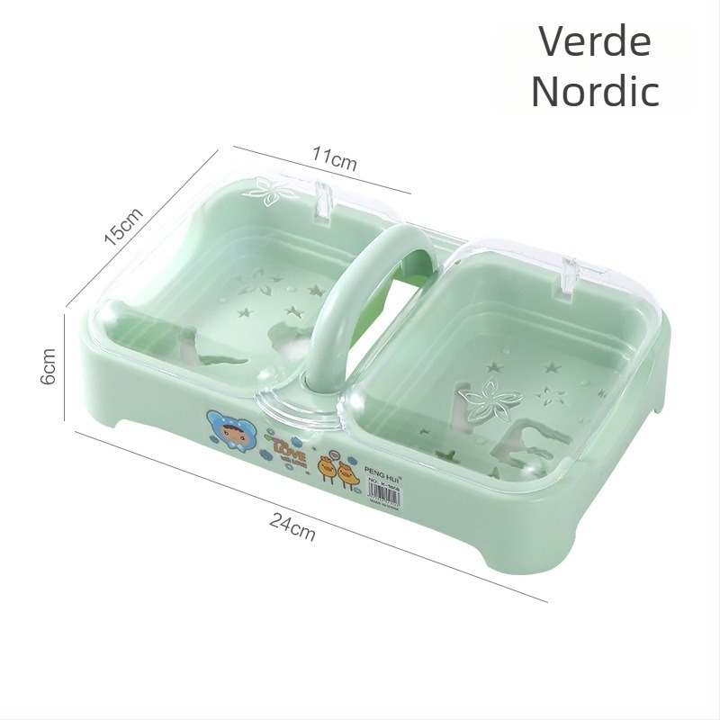 Cutie creativă pentru săpun cu capac, compartimente duble și drenaj, pentru uz casnic, două în unu