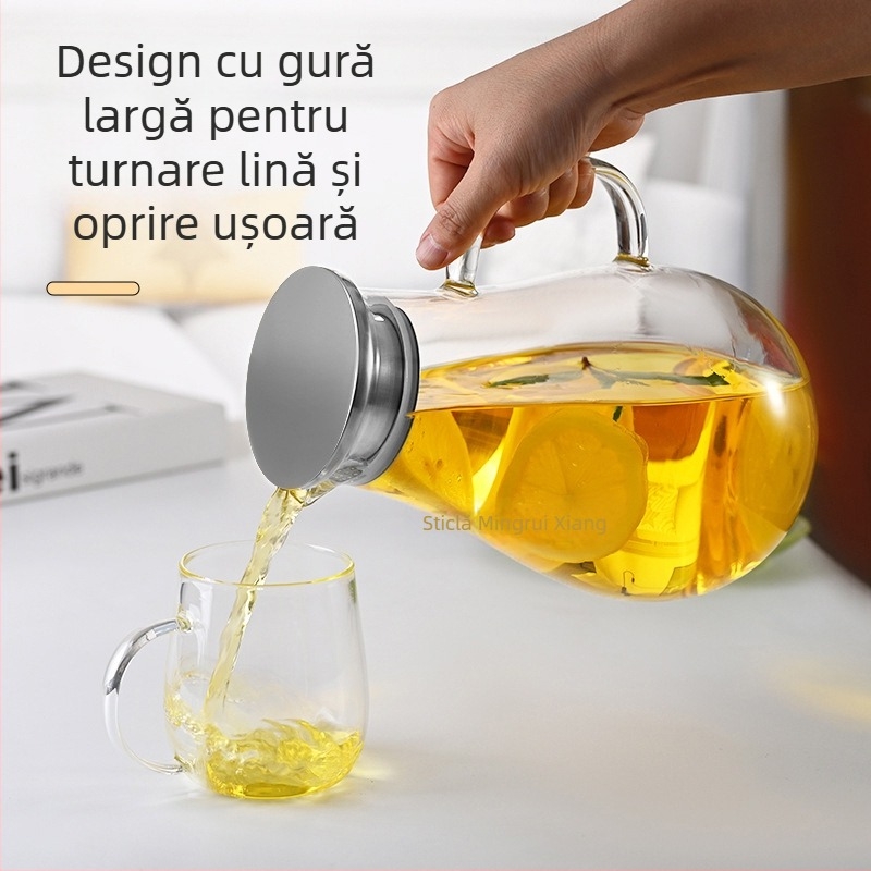 Set sticlă pentru apă rece cu ceainic și cană – rezistent la temperaturi înalte, capacitate mare, pentru uz casnic
