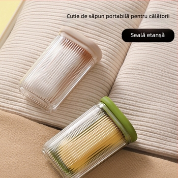 Cutie portabilă pentru săpun de călătorie cu capac, suport pătrat cu drenaj dublu, sigilată și etanșă, transparentă