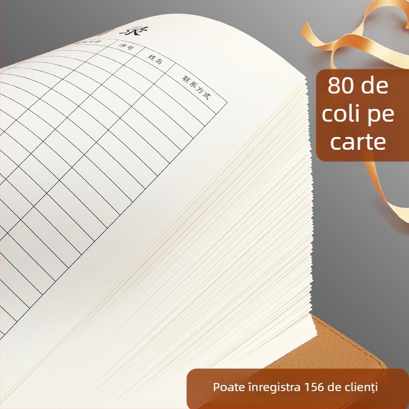 Caiet de evidență pentru clienții salonului de înfrumusețare – înregistrare membri și informații despre clienți, copertă PU, legare cu inel, 100–200 pagini
