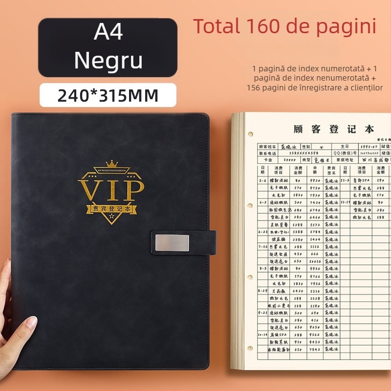 Caiet de evidență pentru clienții salonului de înfrumusețare – înregistrare membri și informații despre clienți, copertă PU, legare cu inel, 100–200 pagini