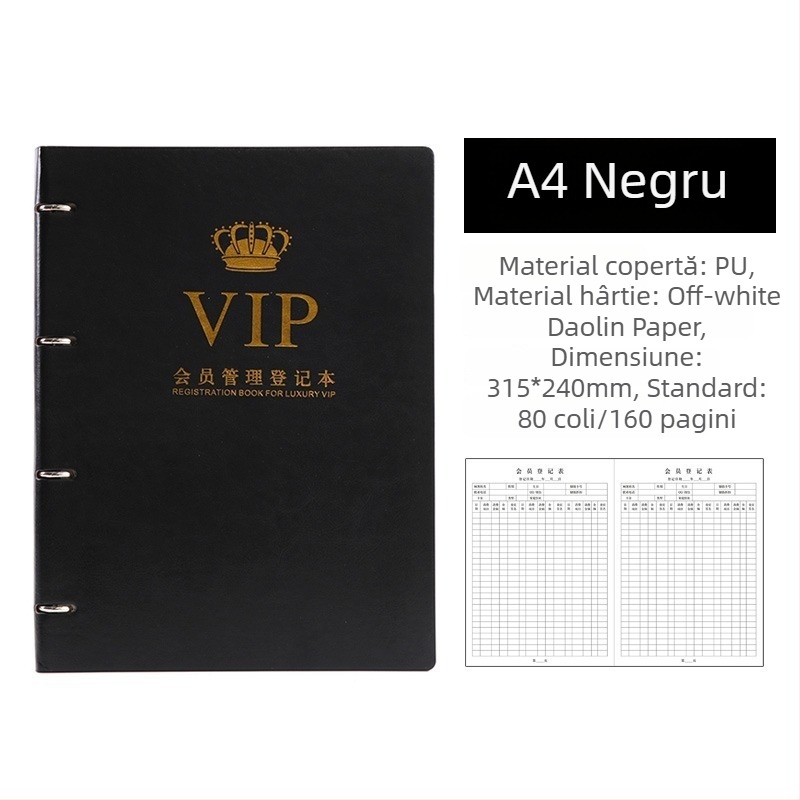 Caiet de evidență pentru clienții salonului de înfrumusețare – înregistrare membri și informații despre clienți, copertă PU, legare cu inel, 100–200 pagini
