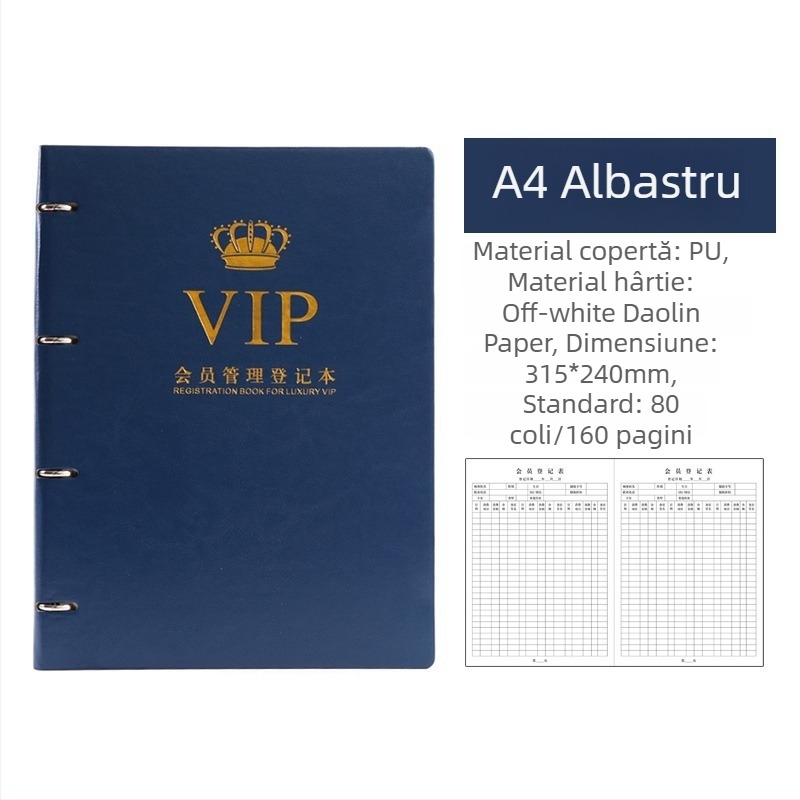 Caiet de evidență pentru clienții salonului de înfrumusețare – înregistrare membri și informații despre clienți, copertă PU, legare cu inel, 100–200 pagini