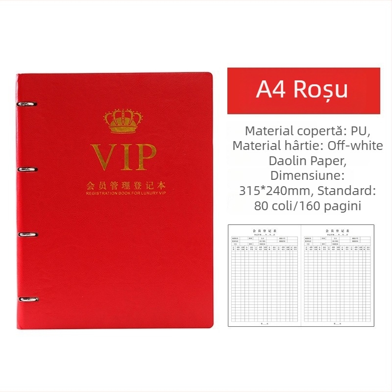 Caiet de evidență pentru clienții salonului de înfrumusețare – înregistrare membri și informații despre clienți, copertă PU, legare cu inel, 100–200 pagini