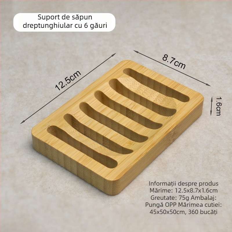 Raft pentru săpun din bambus cu cutie, rezistent la mucegai și molii, lucrat manual, pentru uz zilnic