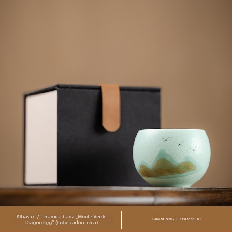 Ceașcă de ceai în stil chinezesc, ceramică brută, set de ceai în stil nou chinezesc, retro, cu capacitate mare, ceașcă ou dragon, cadou personalizabil