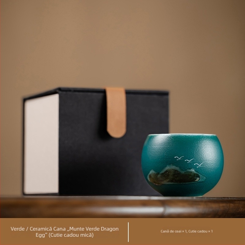 Ceașcă de ceai în stil chinezesc, ceramică brută, set de ceai în stil nou chinezesc, retro, cu capacitate mare, ceașcă ou dragon, cadou personalizabil