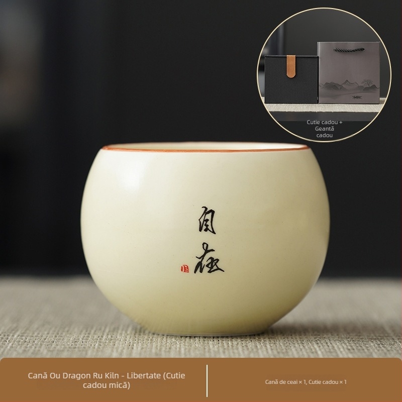 Ceașcă de ceai în stil chinezesc, ceramică brută, set de ceai în stil nou chinezesc, retro, cu capacitate mare, ceașcă ou dragon, cadou personalizabil