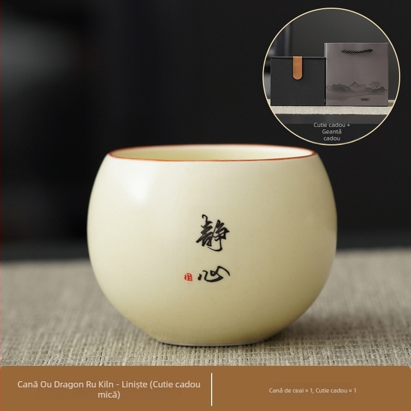 Ceașcă de ceai în stil chinezesc, ceramică brută, set de ceai în stil nou chinezesc, retro, cu capacitate mare, ceașcă ou dragon, cadou personalizabil