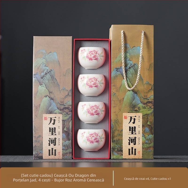 Ceașcă de ceai în stil chinezesc, ceramică brută, set de ceai în stil nou chinezesc, retro, cu capacitate mare, ceașcă ou dragon, cadou personalizabil