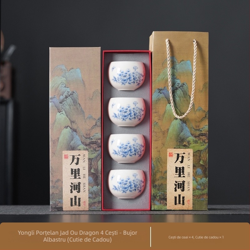 Ceașcă de ceai în stil chinezesc, ceramică brută, set de ceai în stil nou chinezesc, retro, cu capacitate mare, ceașcă ou dragon, cadou personalizabil