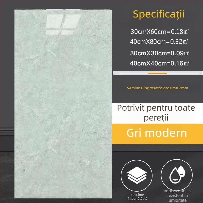 Autocolant decorativ de perete cu aspect de plăci ceramice imitație marmură, pentru bucătărie și baie, impermeabil