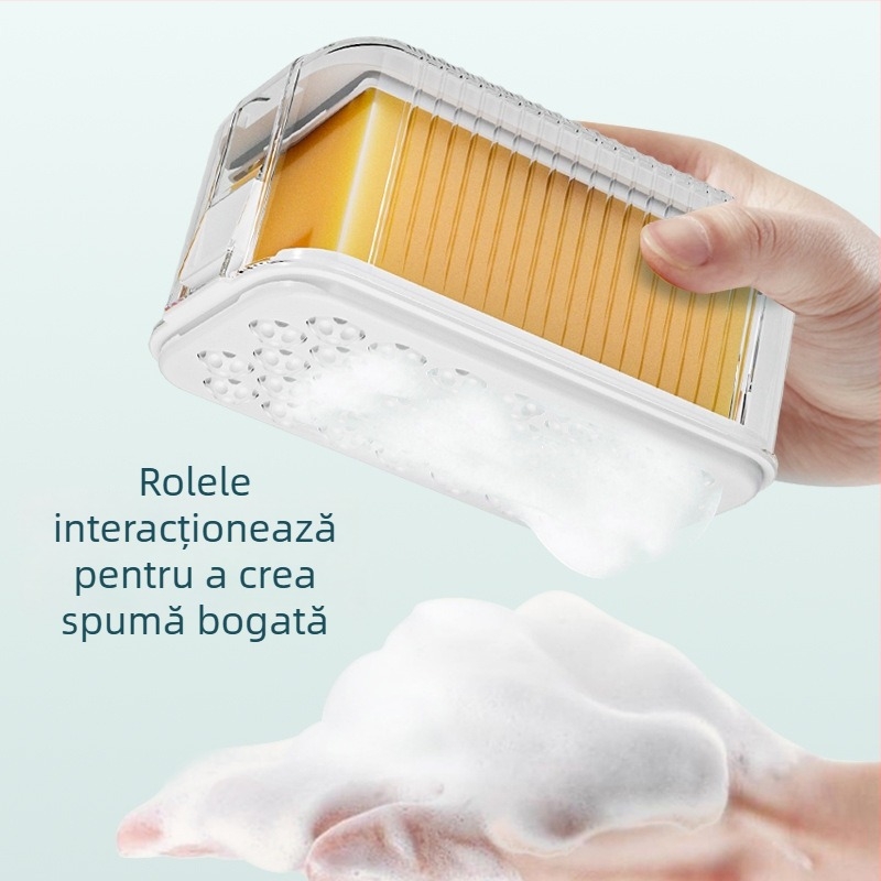 Cutie de săpun multifuncțională cu spumator, capac, drenaj și protecție împotriva umezelii
