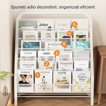 Raft de expunere pe podea pentru reviste, ziare și cărți, cu mai multe rafturi