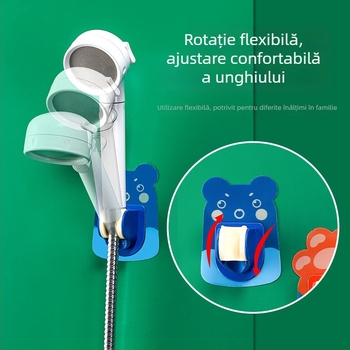 Suport de duș reglabil, fără găuri, cu adeziv pe perete, design desen animat, raft de perete pentru mop